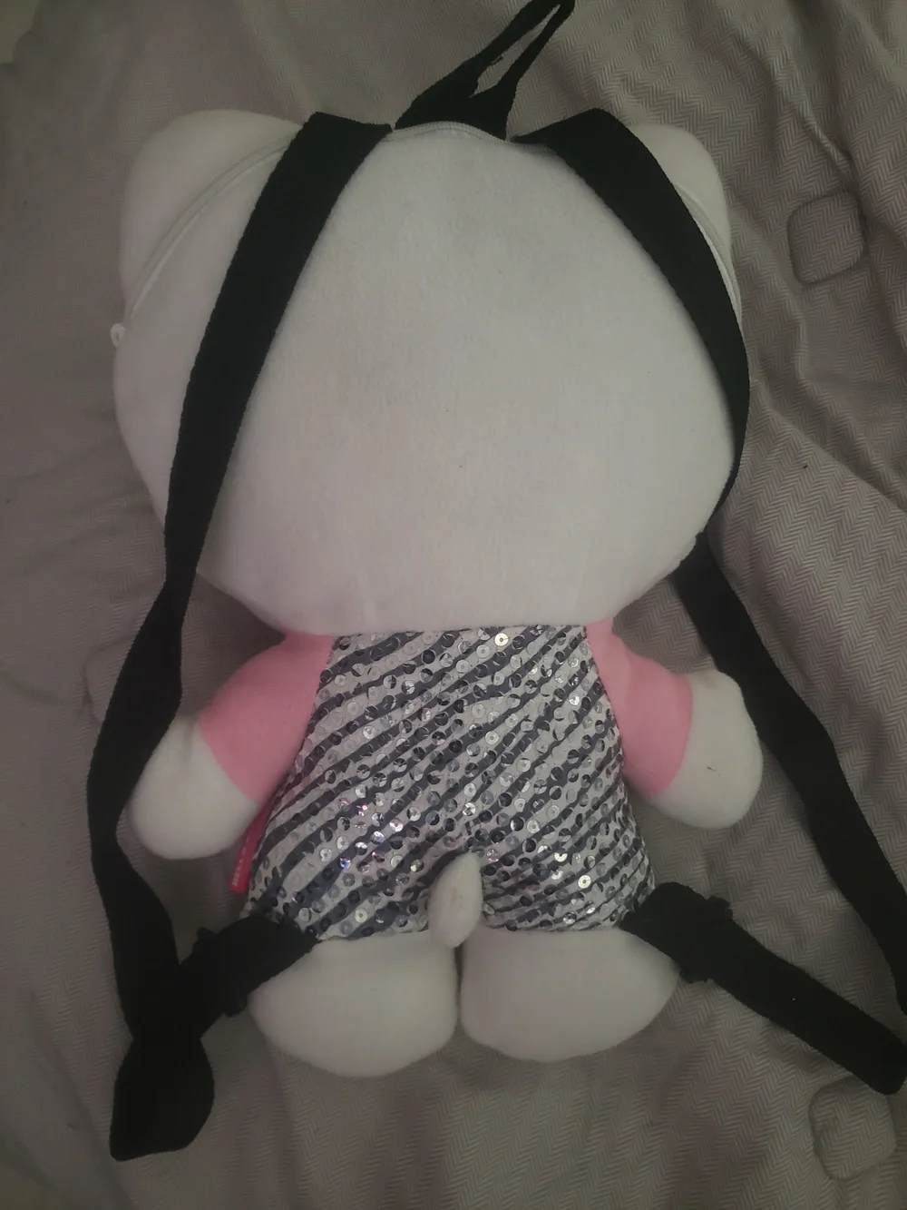 Hello Kitty White Plush Backpack with Sequin Bow